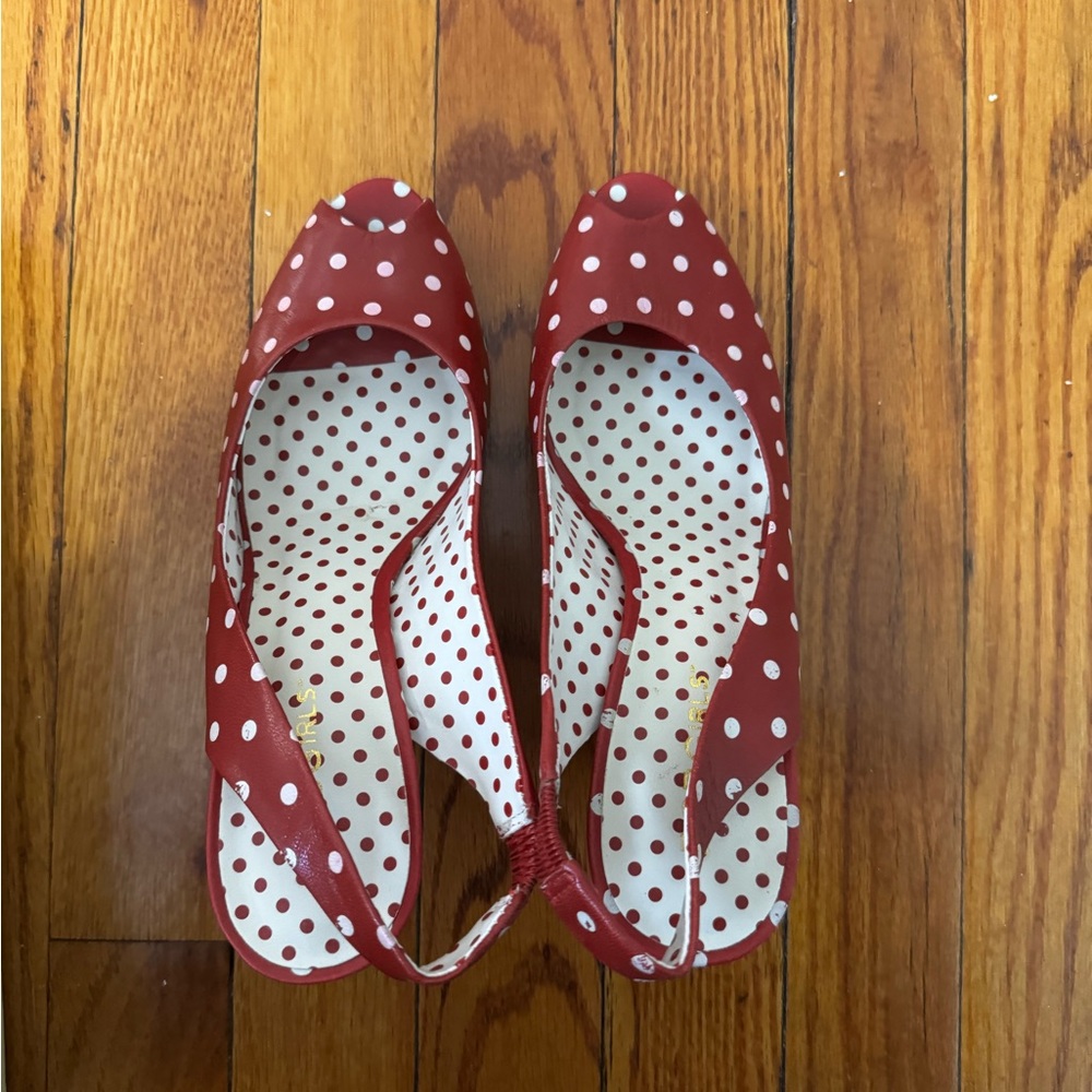 Red Polka Dot Slingback Women's Shoes